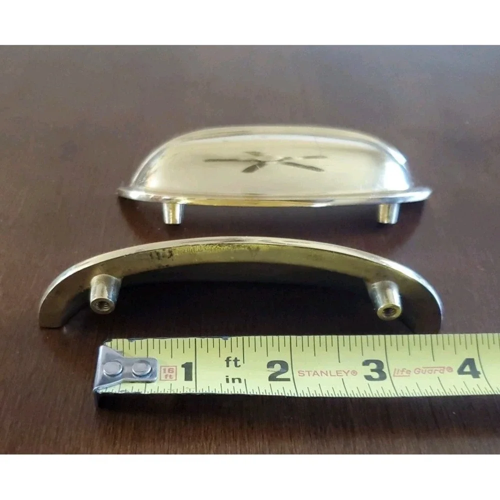 Lot Of‎ 2 Vintage Brass Cabinet Bin Pull Cup Handles 4-5/8